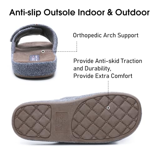 Image of House Slippers for Men Open Toe with Low Arch Support Rubber Sole