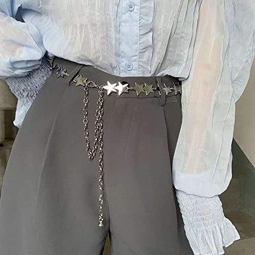 HomeSoGood Luxury Pentagrams Metal Star Chain Belt for Women Waist Chain Female Girl Dress Decorative(silver)4