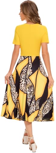 Image of shengfan Women's Casual A Line Swing Summer Dress Formal Short Sleeve Round Neck Wrap Evening Party Dresses