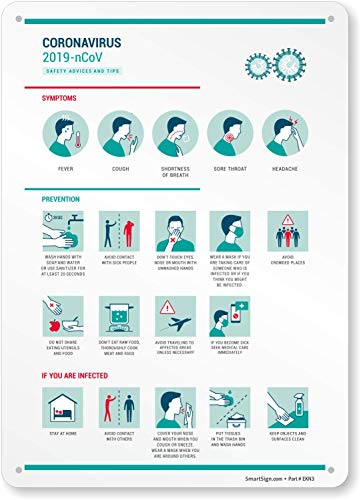 SmartSign “Coronavirus 2019-nCoV Safety Advice & Tips - Symptoms & Prevention” Sign |