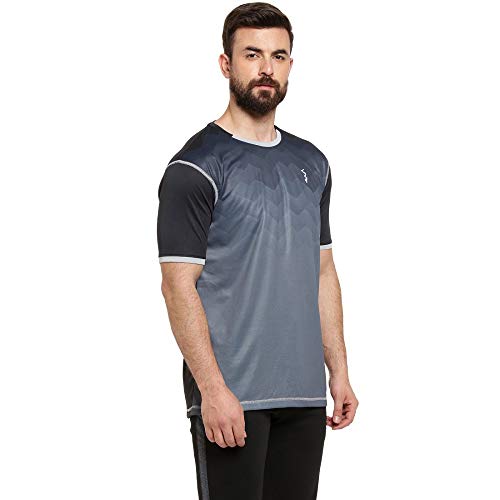 Image of CAHOOT Men's Black and Blue Ombre Dri-Fit Activewear T-Shirt Regular Fit for Casual Wear | Structured T-Shirt Crafted with Comfort Fit and High-Performance for Everyday Wear