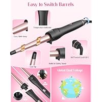ANIEKIN 5 in 1 Curling Iron Set, Fast Heat Up Curling Wand from 3/8 to 1 1/4 Inch and a Thermal Brush Come with, Dual Voltage Hair Curler for Women All Hair Types and Travel Use, Gifts for Women - Image 6