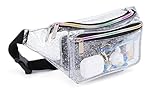 Festival Rave Holographic Transparent Multicolor Fanny Pack for Women Girls Concert Waist Belt Bum Bags -Transparent Multicolor