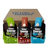 Victory Endurance PACK 12x40g Energy Up Gel con Cafeína - Mix 3 sabores (Cola, Mojito, Tropical). Energía rápida. Alto en Carbohidratos (ratio 2:1:1). Con Extra de Sodio. Fácil de tomar. Sin Gluten.