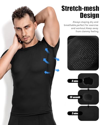 Niksa Men's Compression Shirts, Short Sleeve Athletic Compression Tops Dry Workout T Shirt, Rash Guard Base Layer Undershirt3