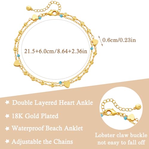 Tobilleras para mujer que inspiran libertad y amor con diseño doble ajustable boho 2