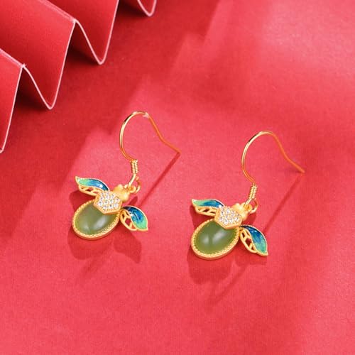 Boucles d'oreilles longues en jade de Hetian d'une finition joaillerie - 3