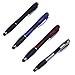 HDE 3-in-1 Multifunction Touch Screen Stylus Flashlight Ball Point Pen for Capacitive Electronic Devices (4 Pack) (Black, Silver, Red, Blue)