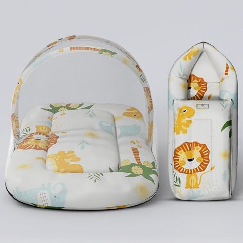 Image of StarAndDaisy 2-in-1 Baby Sleeping Bag with Mosquito Net for Newborn -Soft & Breathable Cotton Sleeping Sack Cum Wrapper /Foldable Bag for Baby Protection /Infant (0-12 Months) (Safari Print)