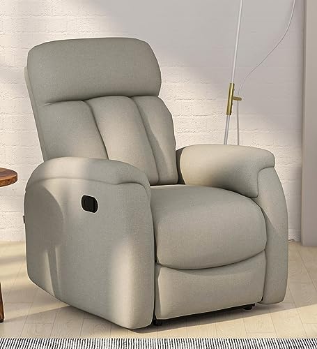 Image of Torque - Niccolo 1 Seater Fabric Manual Recliner | Recliner Sofa /Chair for Living Room, Bedroom, Office (Light Grey) | 1 Year Warranty