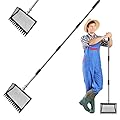 2 in 1 Chicken Poop Scooper & Rake, Chicken coop Scoop for Poop Sand with 22'' to 62" Adjustable Long Handle, Stainless Steel Sifting Shovel for Chicken Coops & Animals House