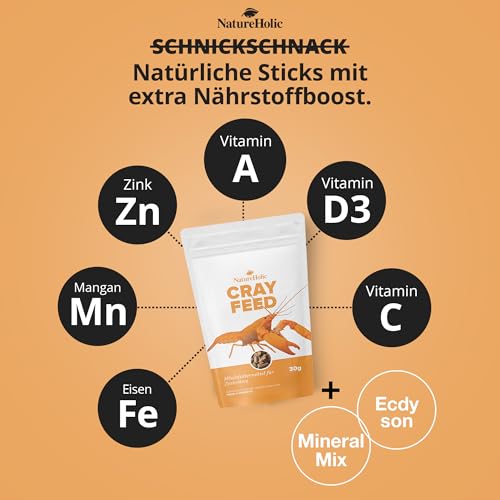 NatureHolic - Krebsfeed Krebsfutter I eignet Sich ideal für Omnivore Krebse der Gattungen Procambarus, Cambarus, Cambarellus, Astacus und die Cherax Krebse aus Australien I Made in Germany