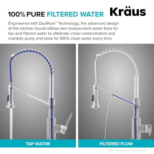 KRAUS Bolden 2-in-1 Commercial Style Pull Down Single Handle Water Filter Kitchen Faucet for Reverse Osmosis or Water Filtration System in Spot-Free Antique Champagne Bronze, KFF-1610SFACB by Kraus - Image 8