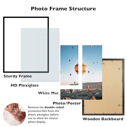 Image of JCJMY 22x28 Picture Frame with 18x24 Mat, Display Photo 18x24 with Mat or 22 x 28 Without Mat, Wall Hanging Large 22 by 28 Poster Frame with Plexiglass, Black