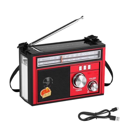 ポータブル ソーラーディオ, 防災天気予報マルチバンドソーラーパワーBluet00th MP3カードLEDライトラジオプレーヤー, LED懐中電灯 長寿命バッテリー付き 停電 キャンプ旅行用 アウトドアサプライ,ポータブル ソーラー充電式 緊急用 天気予報