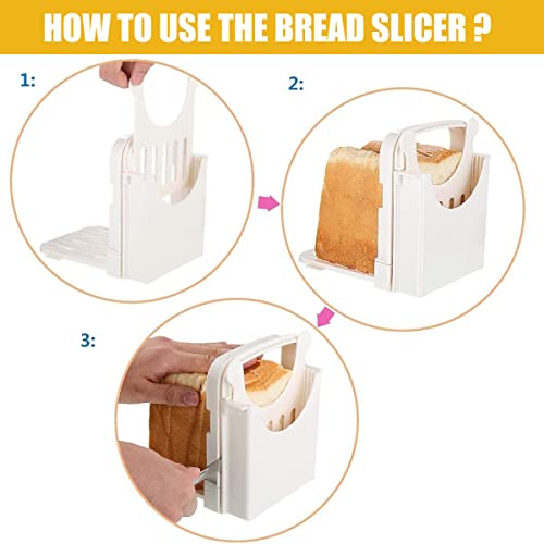 Bread Slicer Foldable Toast Slicer Adjustable Toast Loaf Slicing Machine With Crumb Catcher Plastic Bread Cutting Guide Tools For Homemade Bread Kitchen Baking Tool #TOP3