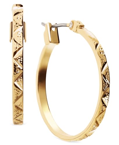 Anne Klein Gold Tone Leaf Hoop Earrings