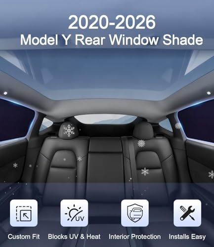 Image of Tesla Model Y /Juniper Rear Window Shades 2020-2026, 2PCS | Custom Fit, UV & Heat Reduction, Static Cling Installation, Enhanced Privacy, Door-Friendly Design