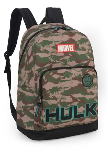 Mochila Escolar de Costas Camuflada Hulk Luxcel Cor:Verde