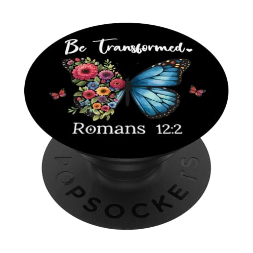 Be Transformed Romans 12:2 Butterfly Christian Bible Verse PopSockets PopGrip Adhesivo