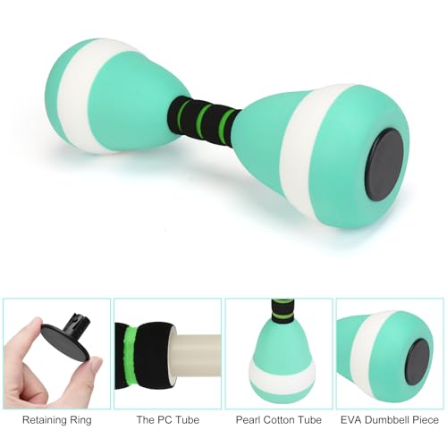 2PACK Aquatic Exercise Dumbbells, EVA Foam Barbells, Water Weights for Pool Exercise, Water Dumbbells for Men Women Water Workouts, Swimming Training (Lake Blue+White) - Thumbnail 3