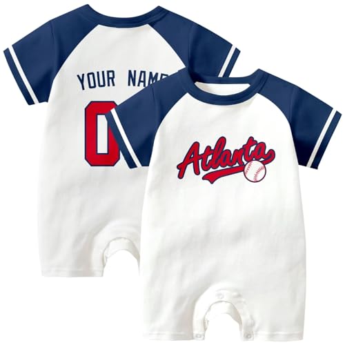 Image of KREDE Baby Clothes Unisex Bodysuit White Custom Name Number for Baby Boys