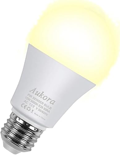 Miniatura 1 de Aukora - Bombillas con sensor de movimiento, 12 W (equivalente a 100 W) E26 activadas por movimiento, del anochecer al amanecer, luz de seguridad