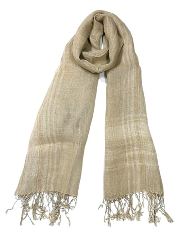 Image of Shanlin Unisex Natural Color 100% Linen Scarves for Men and Women