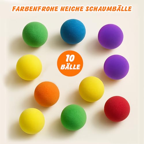 10 STÜCK leichte 2,36-Zoll Schaumstoffball, Softbälle – Kleine Softball-Kugeln für sicheren Indoor-Spielspaß mit 6 leuchtenden Farben Jungen und Mädchen（Zufällige Farbe）