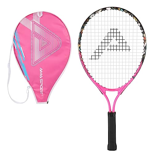 AMA SPORT Kids Tennis Racket for Junior Toddlers Starter Kit 17-25 for Girl Pink and Boy Yellow with 420D Nylon Shoulder Strap Bag Graffiti Pink 21