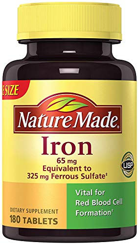 Nature made iron 65 mg (from ferrous sulfate), 180 tablets (2 bot…