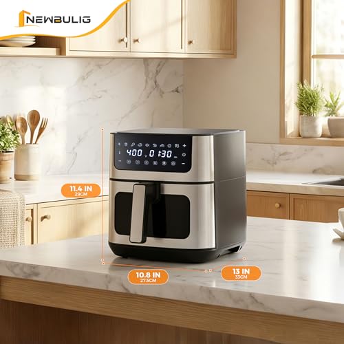 Image of NEWBULIG Air Fryer 6.34QT Airfryer with Visible Window Stainless Steel