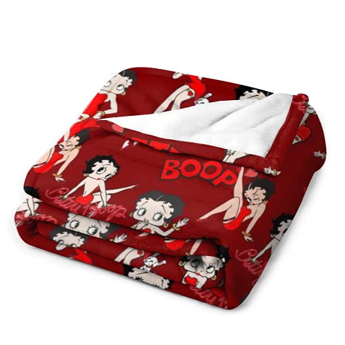 HYN Betty Boop Blanket for Sofa Flannel Throw Soft Blankets Throw for Mon Size 50''x40'' (red 1)