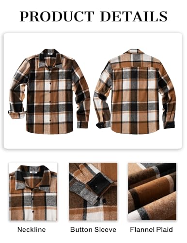 Image of COOFANDY Men's Flannel Shirts Casual Button Down Plaid Shirt Jacket Long Sleeve Fleece Shacket