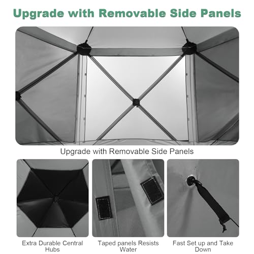 Image of COBIZI 12x12 FT Pop Up Canopy Shelter Tent, Large Gazebos On Clearance with Sidewalls, Screened in Gazebo, Screen Tents Portable carpas para Patio for Outdoor Camping, Backyard, Garden, Beach,Grey