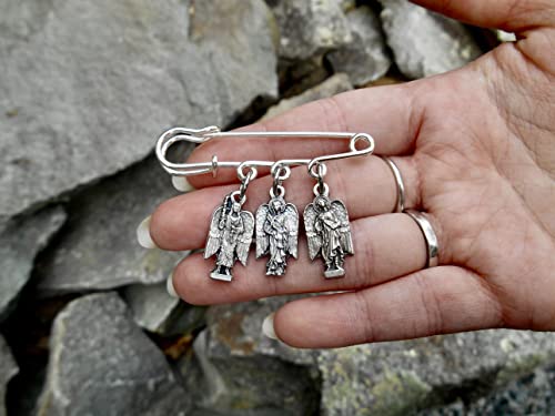 Archangel Safety Pin Brooch, Baptism Gift, Includes Saint Michael, Gabriel and Raphael, Protection Pin, Car Seat Pin, Stroller, Backpack3