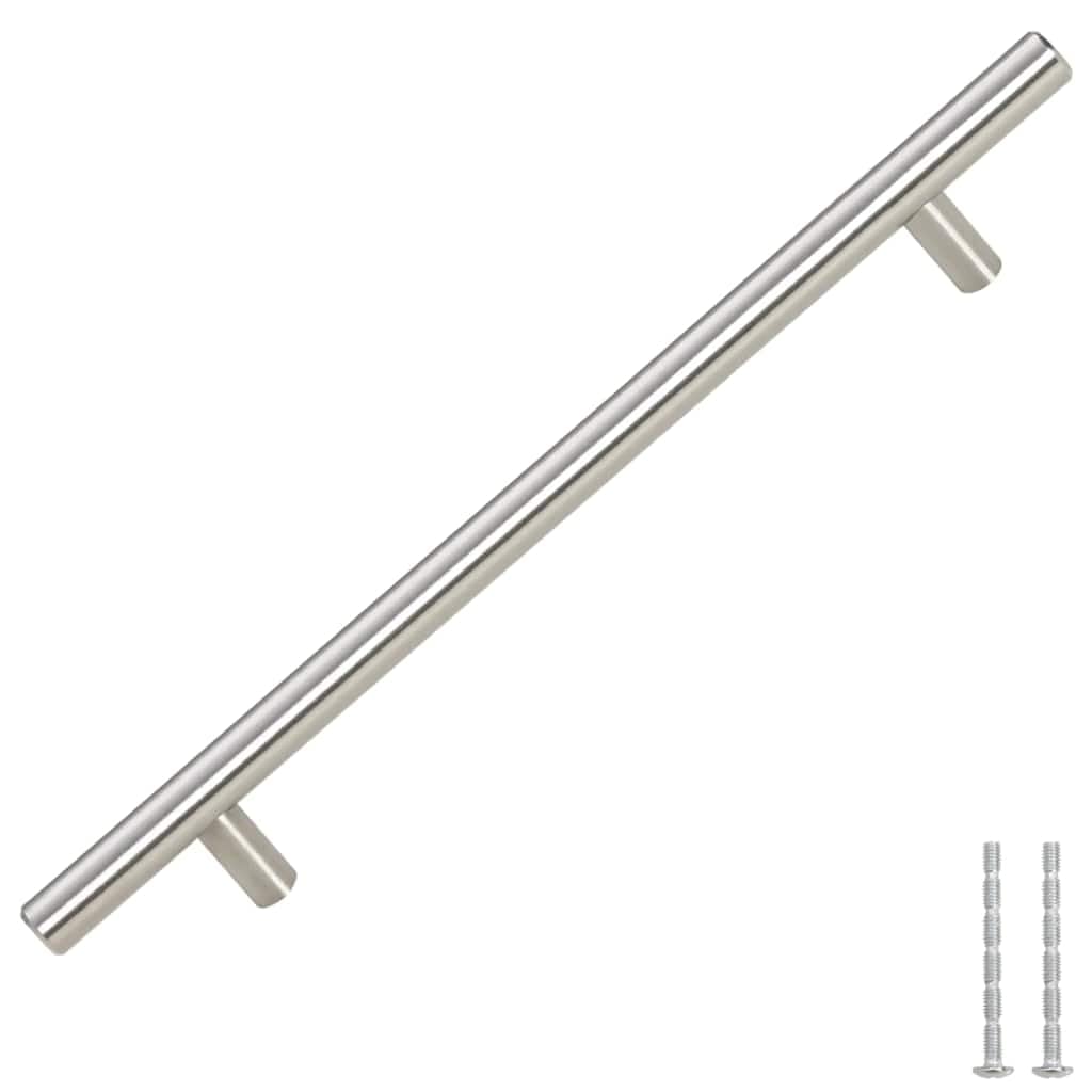 Tiradores para muebles, juego de 5 unidades, color plateado, 192 mm, acero inoxidable, en forma de T, para cocina, baño, salón, pasillo, armario, moderno