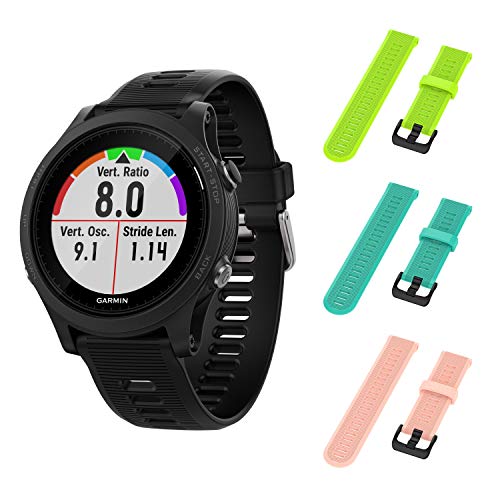Garmin Forerunner 945 GPS Running Smartwatch with Included Wearable4U 3 Straps Bundle (Lime/Teal/Pink)