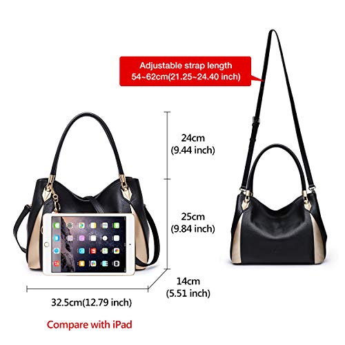 Gifts For Mom Leather Handbags For Women, Genuine Leather Lady Top-Handle Totes Women's Fashion Crossbody Bags Womens Carryall Purses And Handbags (Black) #TOP2