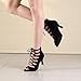 Imagen de RUYBOZRY Botas de Baile Latino Mujer Botines Punta Abierta con Cordones Zapatos de Baile de Salon