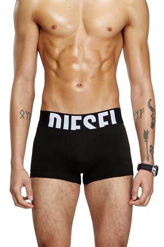 Diesel Men’s Stretch Cotton Trunks 3-Pack – Comfortable Logo Waistband Boxer Briefs – Damien D-Pop Black