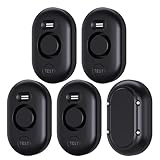 5 Pack WD60 Water Leak Detectors for Home, 100dB Water Sensor Alarm for Basement, Leakage Detection Device for Pipe/Drain/Under Sink Drip, Floor Flood in Bathroom/Kitchen/Toilet/Laundry Room, Black