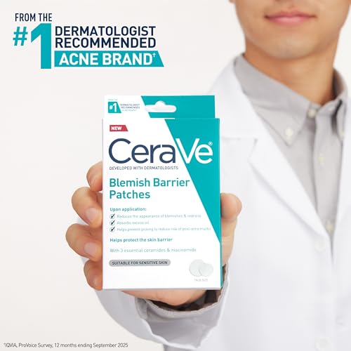 CeraVe Hydrocolloid Blemish Patches, Oil Absorbing Spot Control with Ceramides and Niacinamide, Allergy-Tested & Suitable For Sensitive Skin, Ultra-Thin & Blends Into All Skin Tones, 22ct — view 6