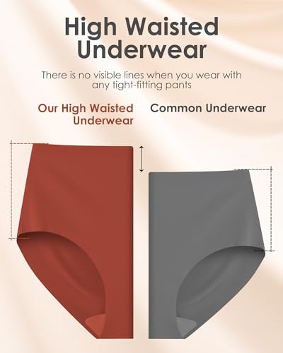 Kalapa Womens Underwear Seamless Full Coverage Breathable Briefs No Show Silky Stretch High Waisted Ladies Panties 6 Pack3