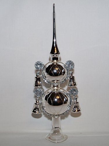 Jingle Bells Lauscha Christbaumspitze Silber 4 Glocken 30cm hoch Lauschaer Handarbeit Cover