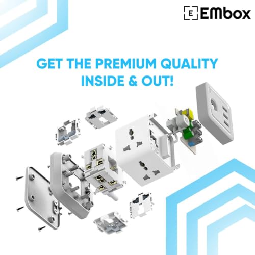 Image of EMBOX Cube Extension Board 10 Meter Cable (QC 3.0)| 2500W Heavy Duty Extension Board with USB Type C Universal Sockets & Master Switch |Compact Extension Cord Safety Shutter & Overload Protector