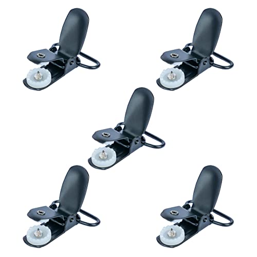 MELOTOUGH 1 Inch Suspender Clips Metal No Slip Suspender Clip with Plastic Gripping Teeth(Black,5pcs)