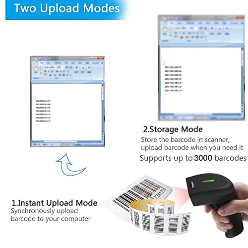 USB Wireless 1D Barcode Scanner,Symcode Handheld Laser Barcode Reader Scanner(2.4GHz Wireless & USB2.0 Wired) with Receiver Storage of up to 10000 Code - Thumbnail 4