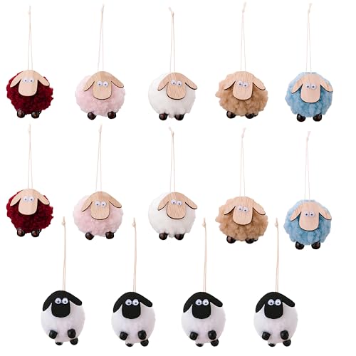 14PCS Colorful Small Sheep Plush Animal Decor,Little Sheep Party Favors for Birthday,Christmas Tree,Basket Stuffers,Lamb Ornament and Gifts. (14PCS Sh