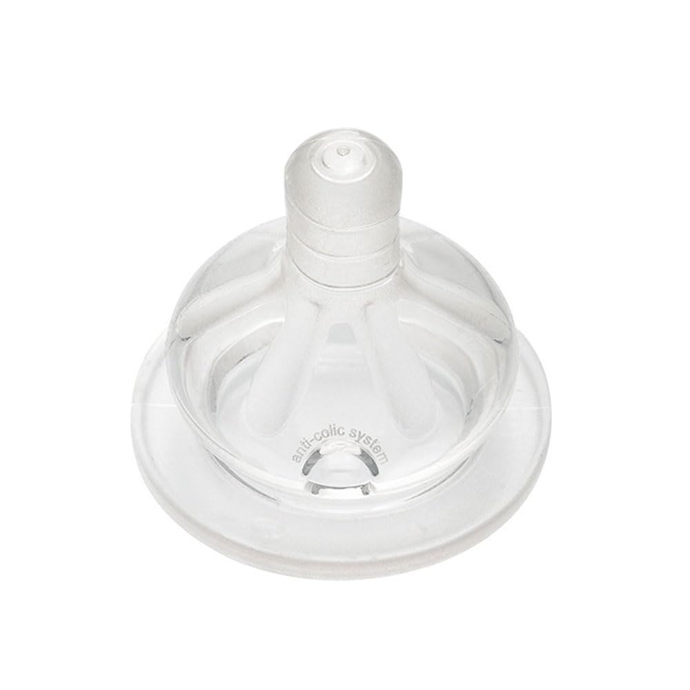 NIP Biberon in vetro set da 2 biberon in silicone con valvola anticolica, piastrine in vetro extra resistente al calore, liscio, senza pori, made in Germany, 0% BPA